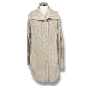 Prana Yunna Cardigan Sweater Organic Cotton Wool Blend Beige Oatmeal Size Medium